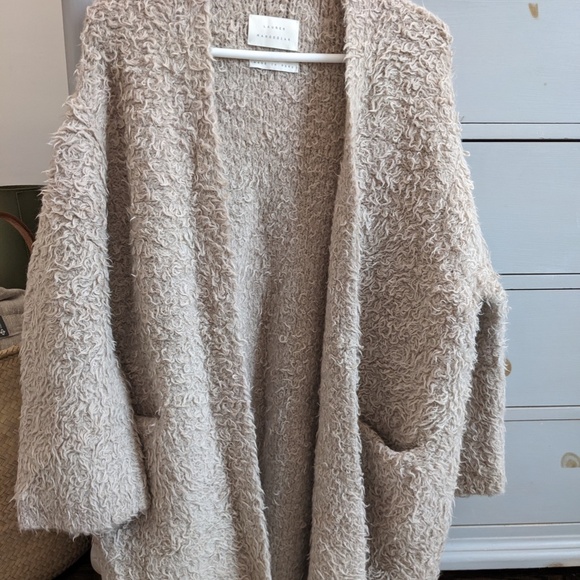 Lauren Manoogian Sherpa Cardigan, Coat, Taupe, Beige, One Size (OS) - Picture 6 of 6